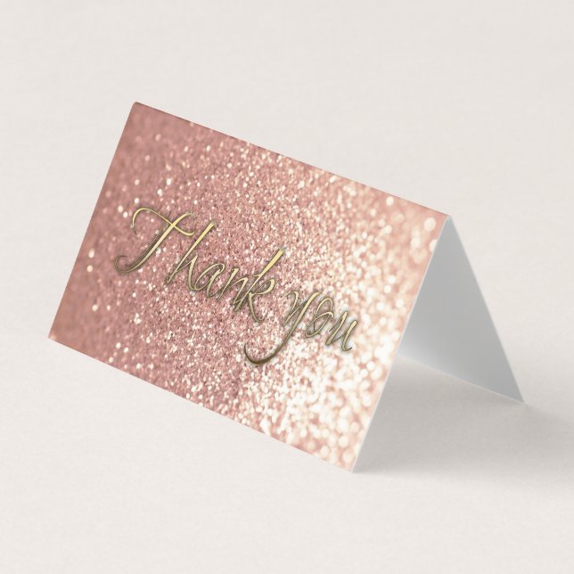 Gold script calligraphy Thank you glittery Business Card (Front)