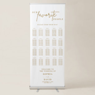 Gold Script Calligraphy Wedding Seating Chart Retractable Banner