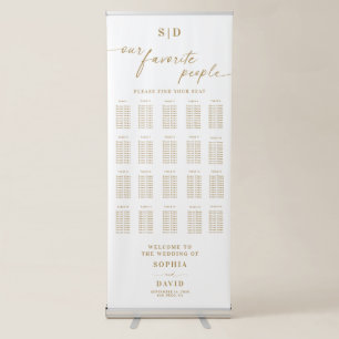 Gold Script Calligraphy Wedding Seating Chart Retractable Banner