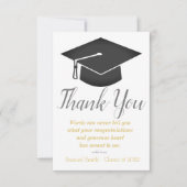 Gold Script Cap and Tassel Graduation Thank You Card | Zazzle