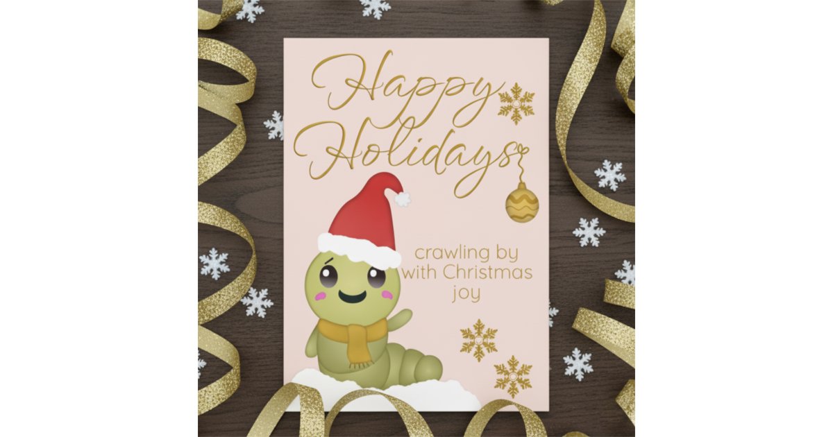 Script Card Cartoon Gold Script Cartoon Character Christmas Card | Zazzle