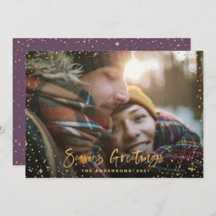 Gold script Christmas 1 photo modern holiday