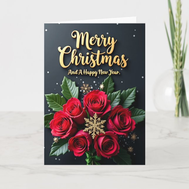 Gold Script Christmas Card (Front)