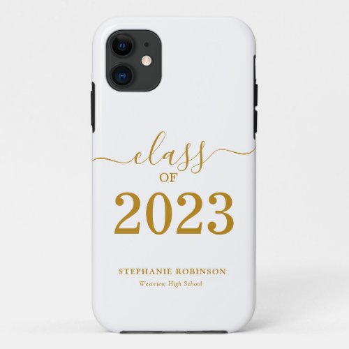 Gold Script Class of 2023 Graduation  iPhone 11 Case