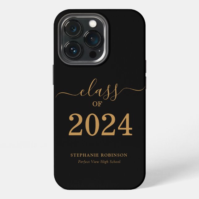 Gold Script Class of 2024 Graduation  Iphone Case (Back)