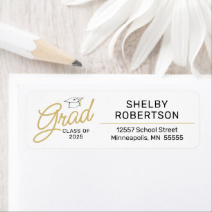 Gold Script Class of 2025 Grad Label