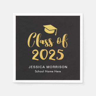 Gold Script Class of 2025 Graduation Party Napkins
