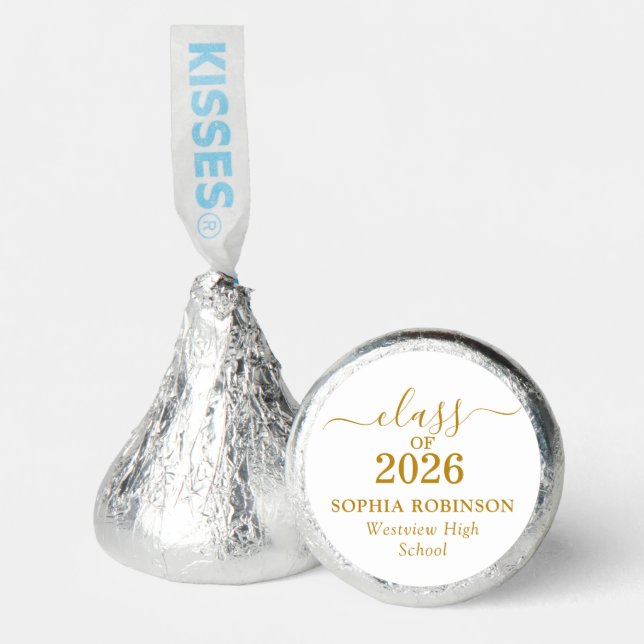 Gold Script Class of 2026 Graduation Party Hershey®'s Kisses® (Front)