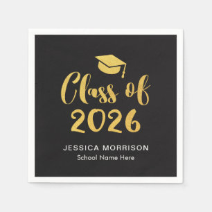 Gold Script Class of 2026 Graduation Party Napkins