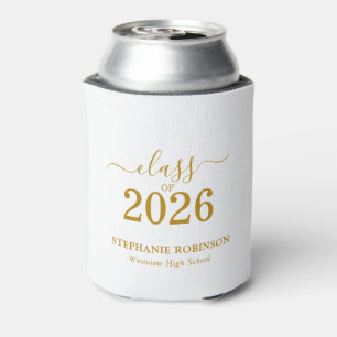 Gold Script Class of 2026 Modern Graduation Party Can Cooler