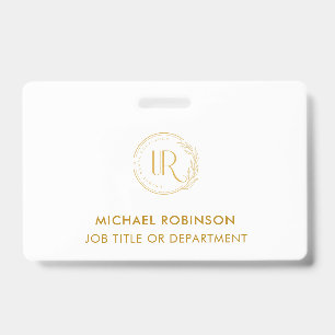 Gold Script Company Logo ID Custom Employee Staff Badge