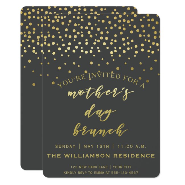 Gold Script & Confetti | Mother's Day Invitation