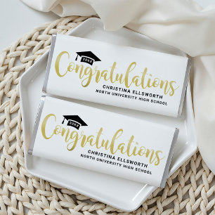 Gold Script Congratulations Graduate Hershey Bar Favors