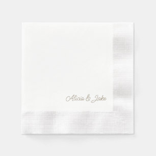 Gold Script Couple Names Personalized Wedding Napkins
