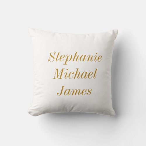 Gold Script Custom Family Names Mothers Day Throw Pillow