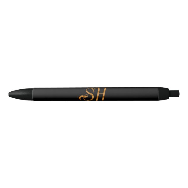Gold script custom initials black pen (Front)