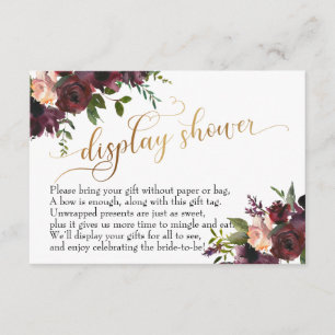 Gold Script Display Bridal Shower Floral Gift Enclosure Card