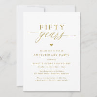 Gold Script Elegant 50th Wedding Anniversary Party