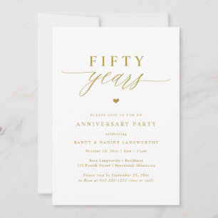 Gold Script Elegant 50th Wedding Anniversary Party Invitation