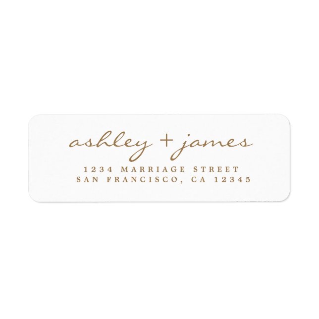 Gold Script Elegant Wedding Return Address Label (Front)
