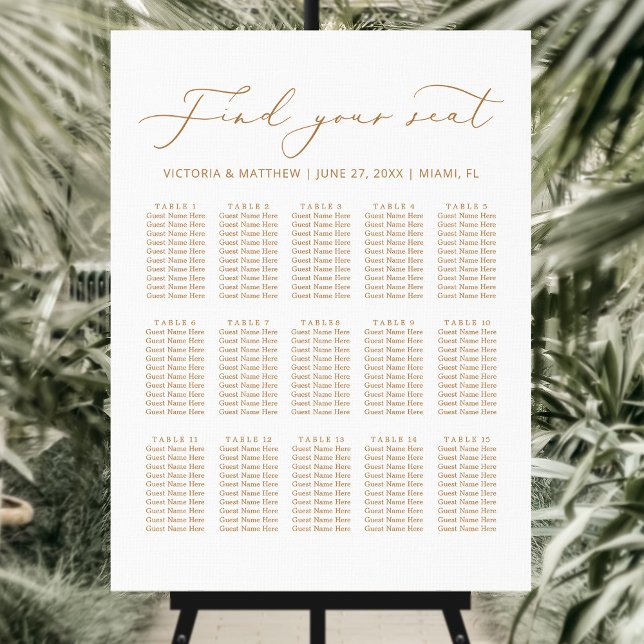 Gold Script Find Your Seat Wedding Seating Chart  Foam Board (Creator Uploaded)