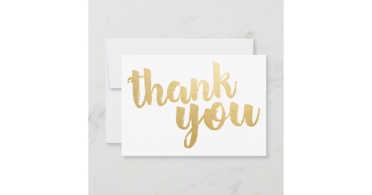 Gold Script Flat Thank You Card | Zazzle