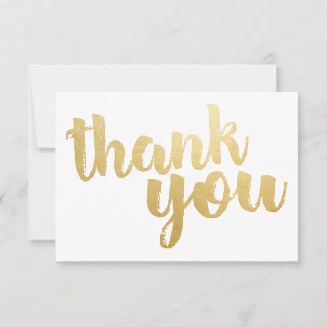 Gold Script Flat Thank You Card | Zazzle