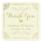 Gold Script Floral Frame Wedding Thank You Favor
