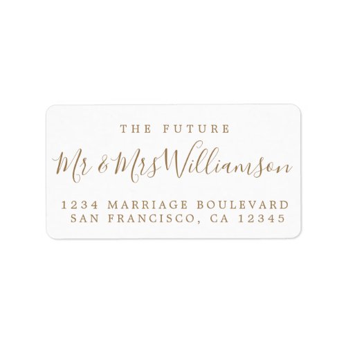 Gold Script Future Mr Mrs Wedding Return Address Label