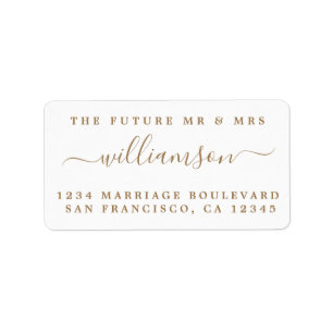 Gold Script Future Mr Mrs Wedding Return Address Label