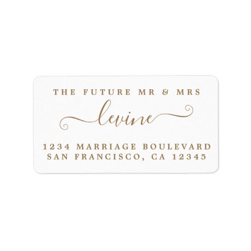 Gold Script Future Mr Mrs Wedding Return Address Label