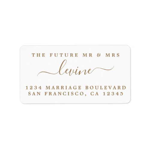 Gold Script Future Mr Mrs Wedding Return Address Label