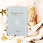 Gold Script Future Mrs. Blush Blue Planner<br><div class="desc">Romanitc design features a soft floral flower in white,  "Future Mrs.",  and the words "Wedding Plans" in a gold typography script against a dusty powder blue textured background.  Easily customize your names and date of choice.  The perfect gift idea for the bride-to-be to organize all her wedding planning needs.</div>