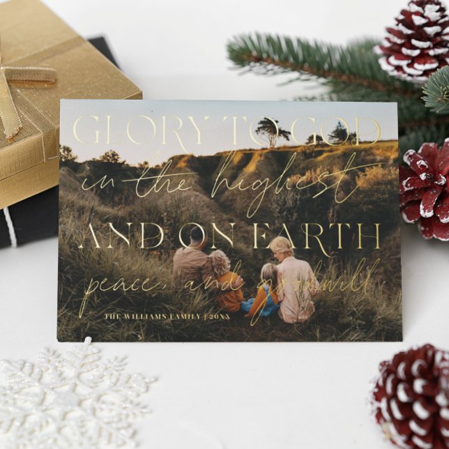Gold Script | Glory to God Christmas Holiday Photo (Creator Uploaded)