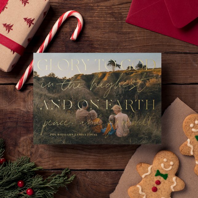 Gold Script | Glory to God Christmas Holiday Photo (Creator Uploaded)