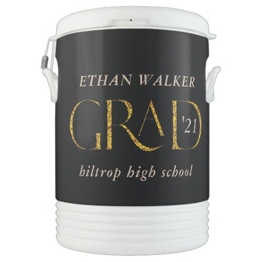 gold script grad monogram party beverage cooler | Zazzle