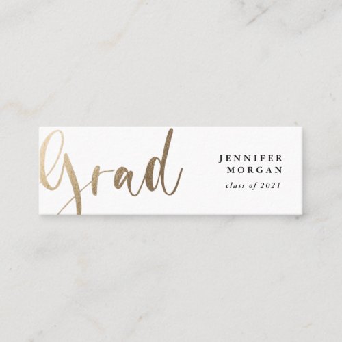 gold script graduation name card