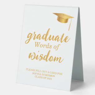 Gold Script Graduation Party Words Of Wisdom Table Tent