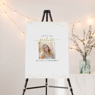 Gold Script Graduation Photo Signature Board