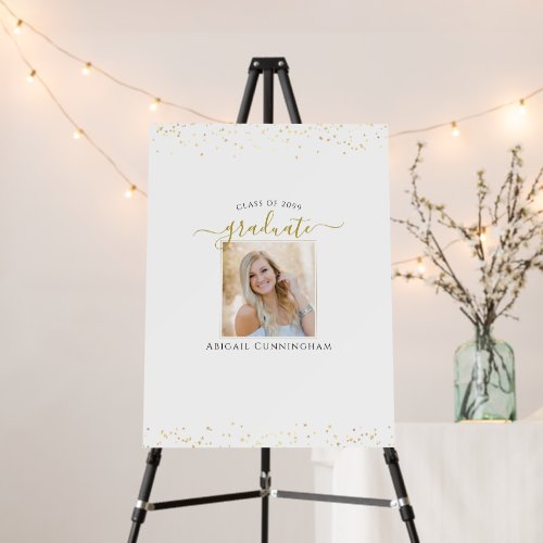 Gold Script Graduation Photo Signature Board
