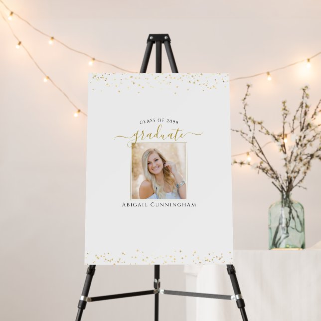 Gold Script Graduation Photo Signature Board (In Situ (Stand))