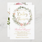 Gold Script Greenery Floral Wreath Baby Shower