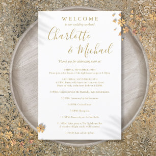 Gold Script Guest Wedding Weekend Program