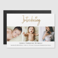 Gold Script Introducing Custom 3 photo Baby