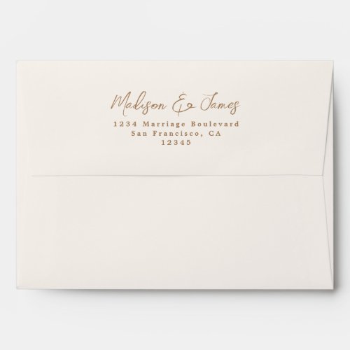 Gold Script Ivory Wedding Return Address Envelope
