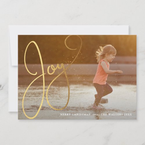 Gold Script Joy Photo Holiday Card