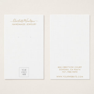 Gold Script Logo Jewelry Earring Display Card