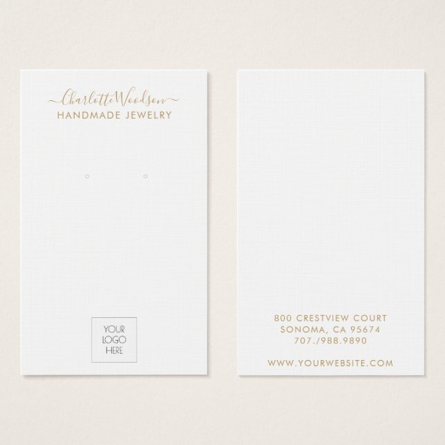 Gold Script Logo Jewelry Earring Display Card (Front & Back)