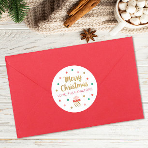 Gold Script Merry Christmas Classic Round Sticker