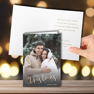 Gold Script Merry Christmas Photo Holiday Card